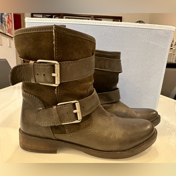 Aldo Olive Green Moto boot with faux fur lining. Size 7. - Picture 2 of 7